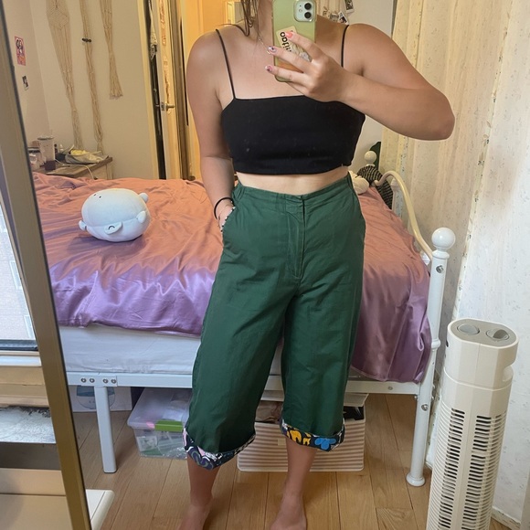 Marimekko x Uniqlo wide leg pants w/ patterned cuffs - Picture 3 of 8